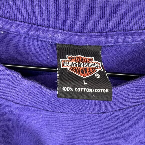 Vintage Harley Davidson Graphic T Shirt Greg Lummus Large Asheville NC Purple 97 - Picture 6 of 9
